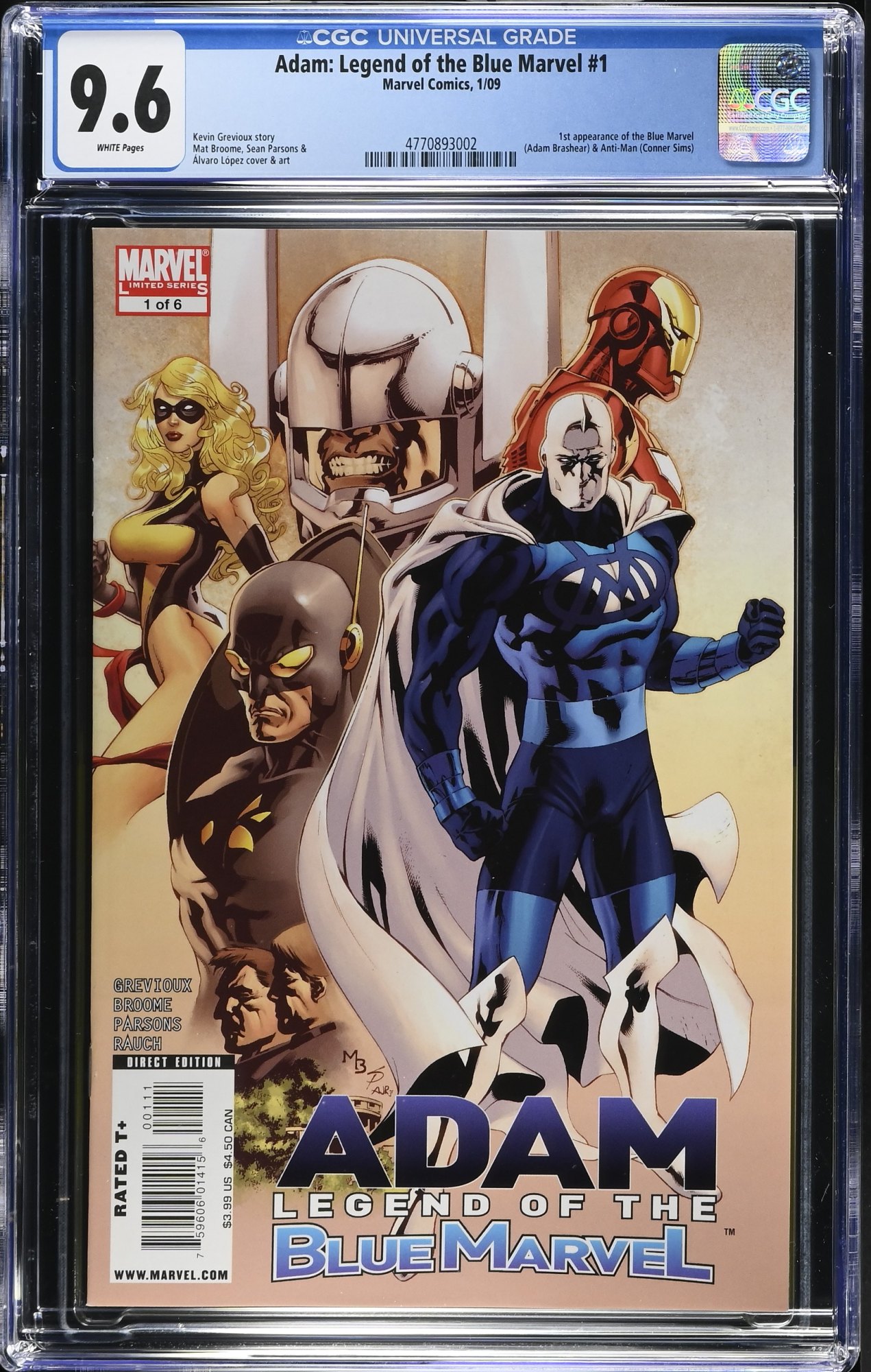 Adam Legend of the Blue Marvel #1 CGC NM+ 9.6 1st Anti-Man + Blue Marvel!