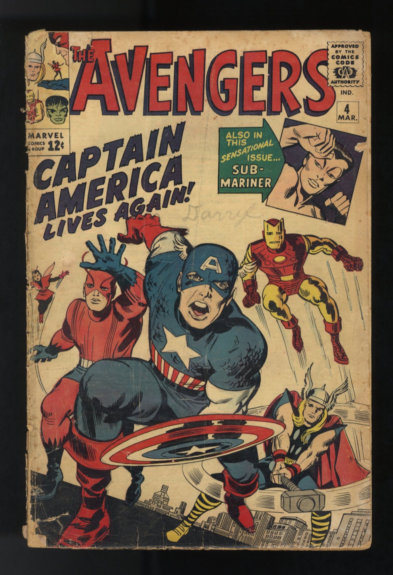 Avengers #4 FA/GD 1.5 1st Silver Age Captain America!