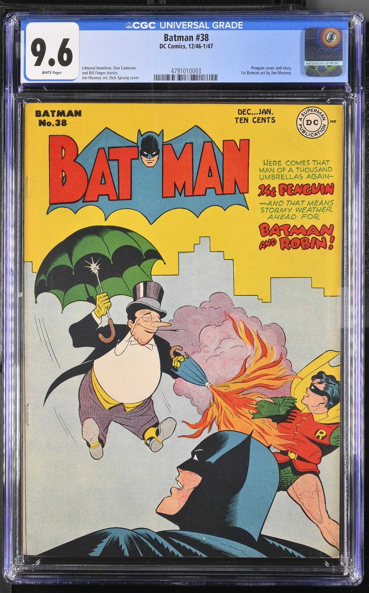 Batman #38 CGC NM+ 9.6 White Pages Penguin Cover and Story!
