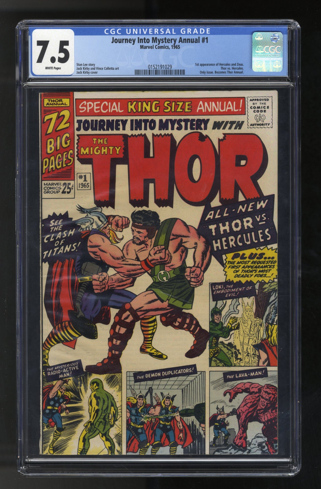 Journey Into Mystery Annual (1965) #1 CGC VF- 7.5 White Pages