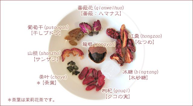 薔薇八宝茶の材料