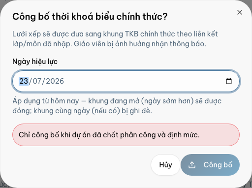 Chốt và công bố khung TKB chính thức — Desktop