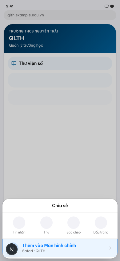Cài QLTH như app trên màn hình chính — iPhone — Mobile