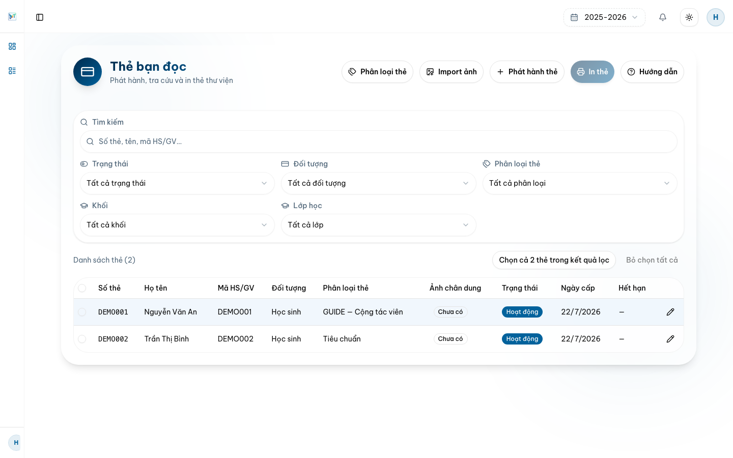 Cấp và quản lý thẻ — Desktop