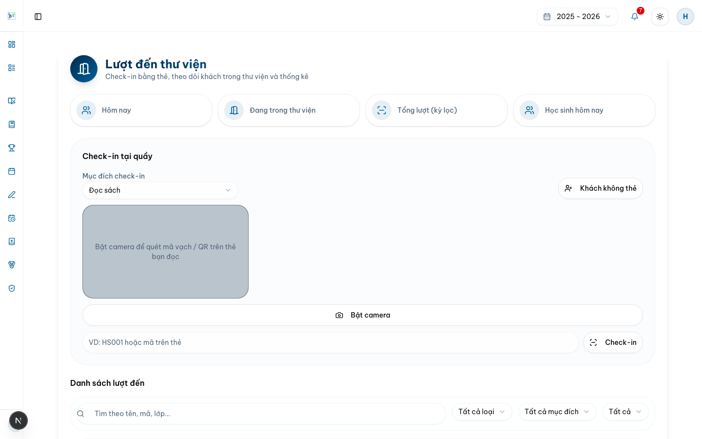 Check-in thẻ bạn đọc — Desktop