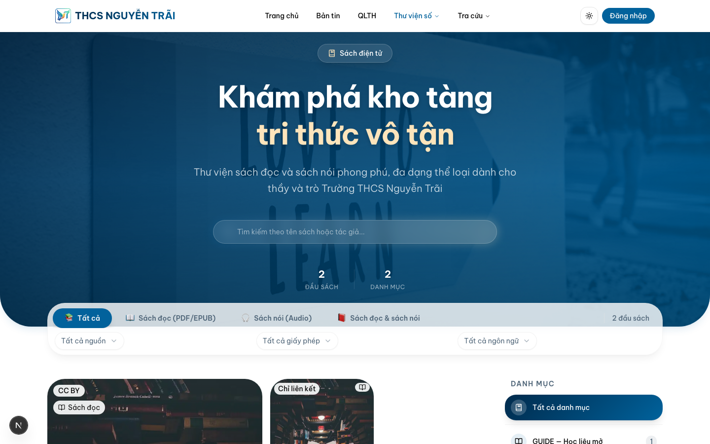 Tra cứu và đọc trên Thư viện số — Danh mục — Desktop