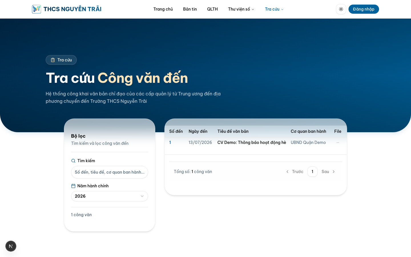 Xem văn bản công bố công khai — Desktop