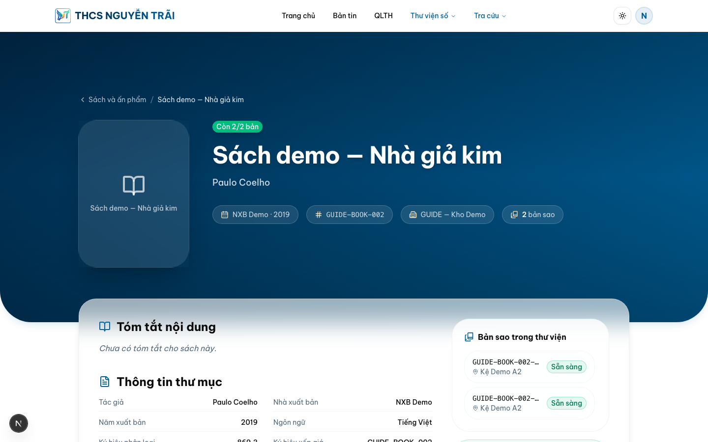 Đăng ký giữ sách online — Desktop