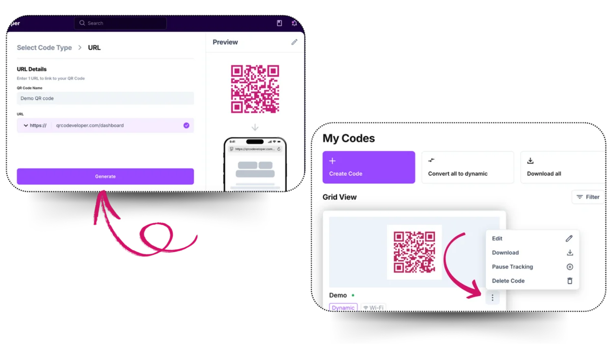 click-qr-code-generate