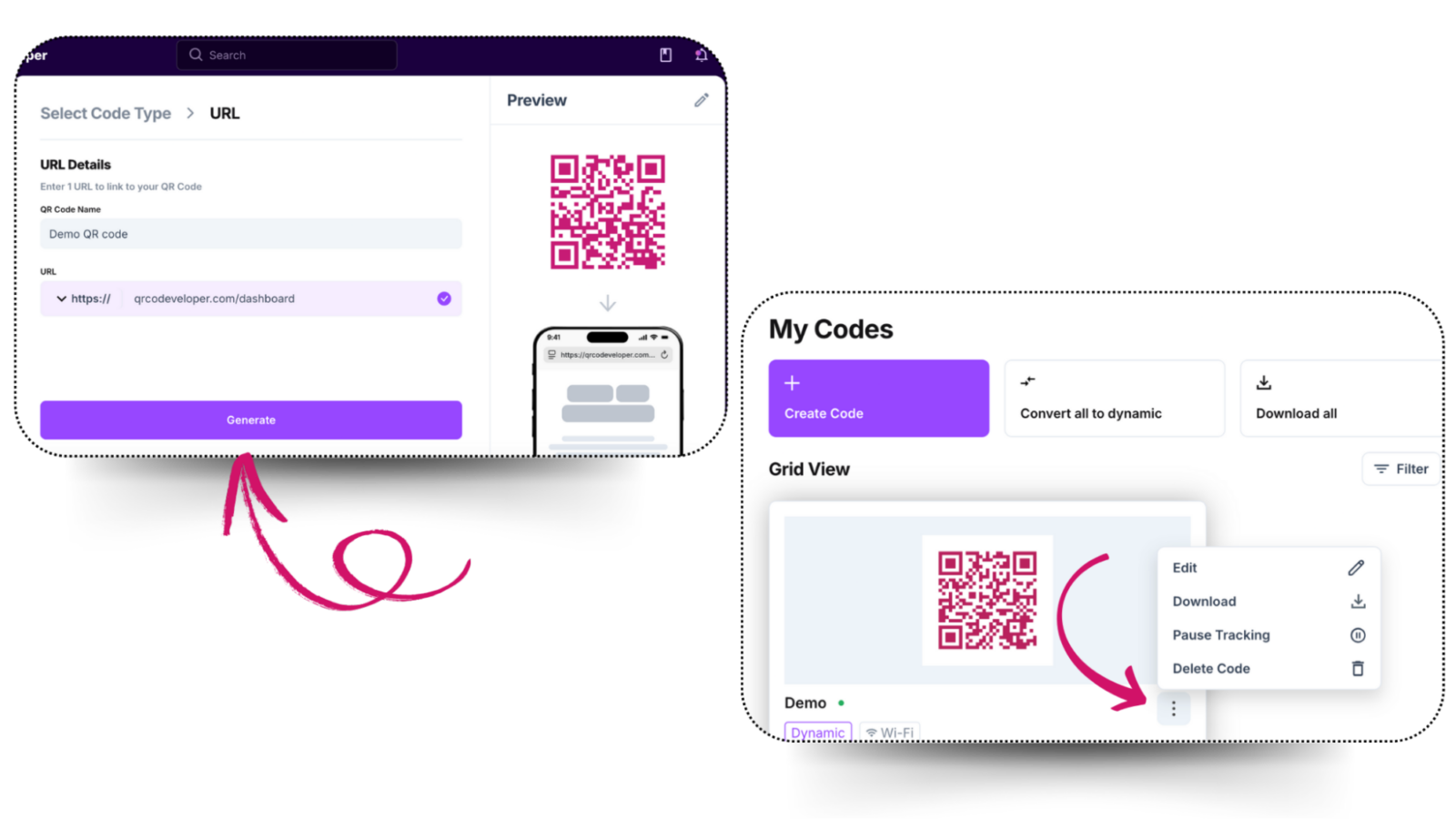 click-qr-code-generate