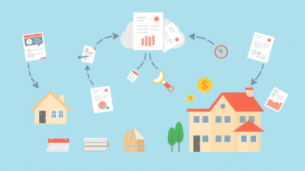 Introduction illustration: Real estate transactions involve mountains of paperwork -...