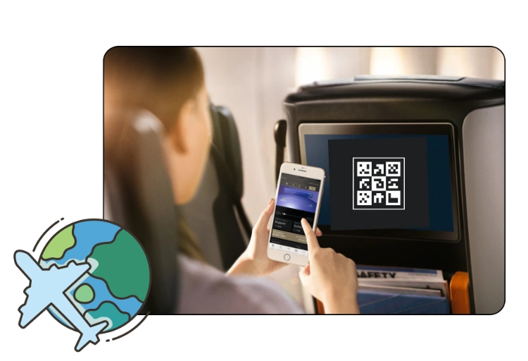 In-Flight Entertainment Access - URL QR Code feature illustration for QR Codes For Airlines