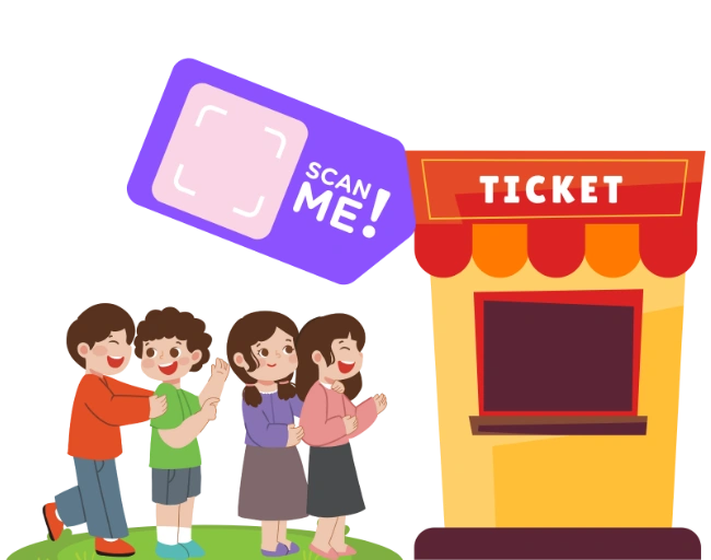 Simplify Ticketing and Queue Management - URL QR Code feature illustration for QR Codes For Amusement Parks