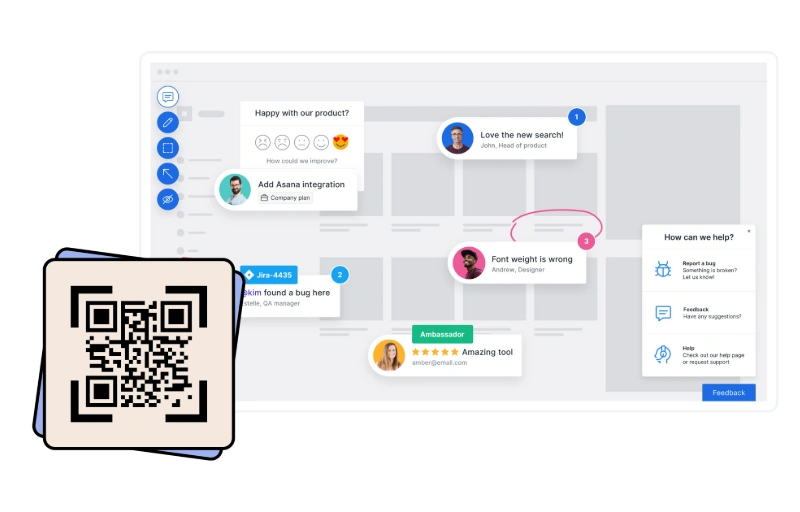 Simplify Design Revisions and Feedback - URL QR Code feature illustration for QR Codes For Graphic Design Studios