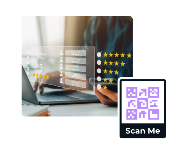 Easily collect reviews and feedback - Feedback QR Code feature illustration for QR Codes For Gyms and Wellness Studios