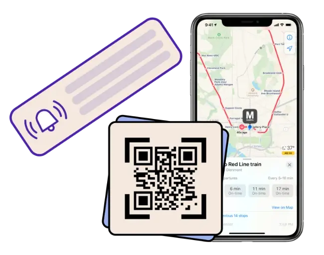 Real-Time Updates and Service Alerts - URL QR Code feature illustration for QR Codes For Public Transportation