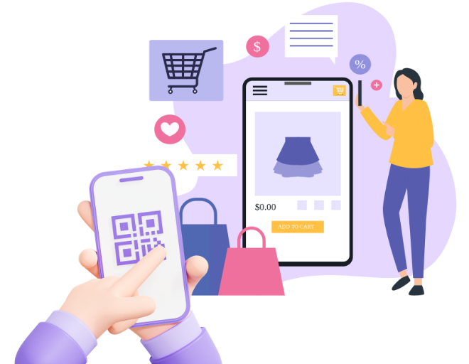 Interactive Shopping Experience - PDF QR Code feature illustration for QR Codes For Retail