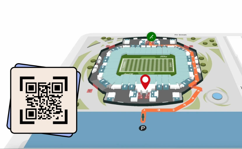 Simplify Venue Navigation with Digital Signage - URL QR Code feature illustration for QR Codes For Stadiums and Convention Centers