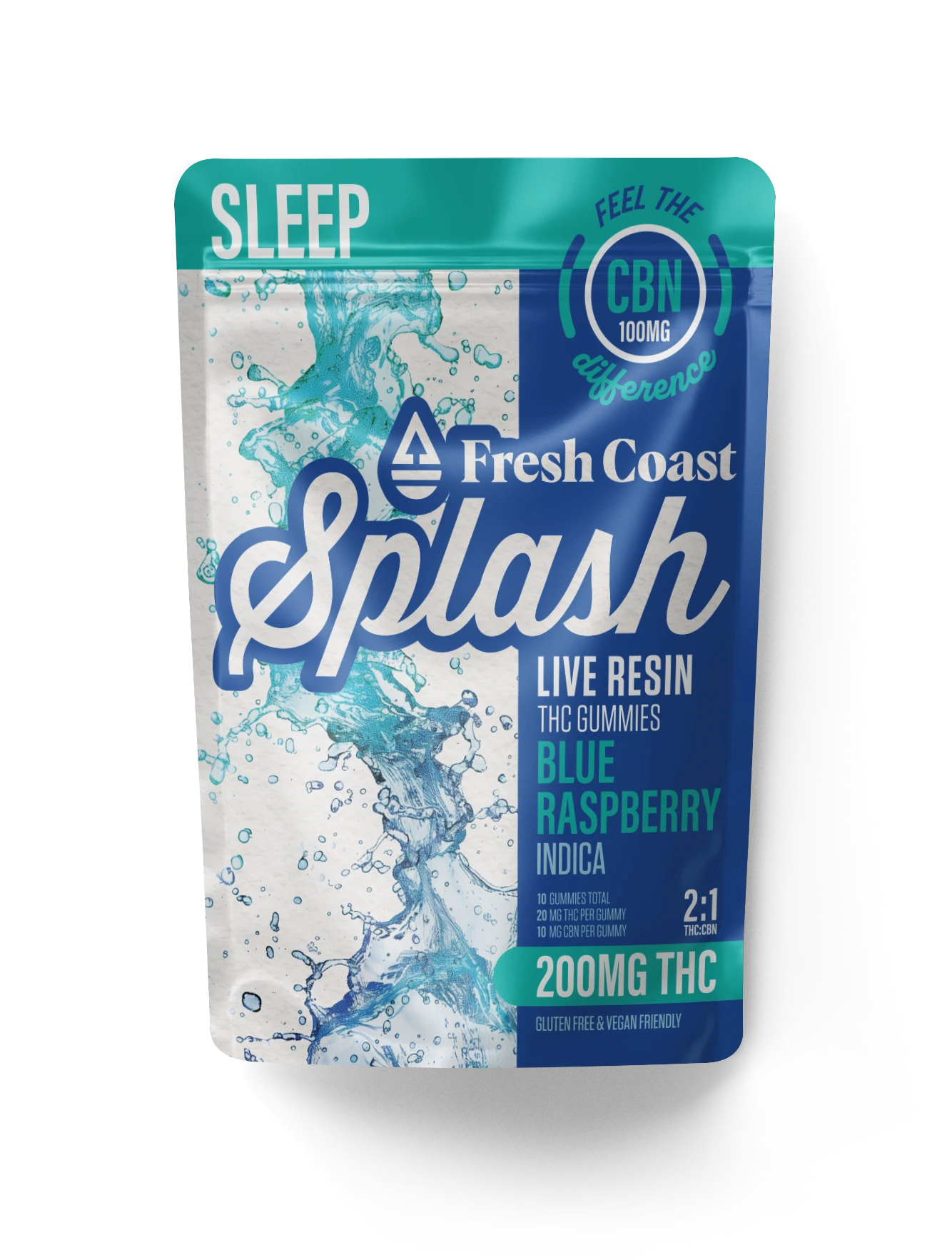 Splash - Blue Raspberry 2:1 THC:CBN Live Resin Gummies 200mg