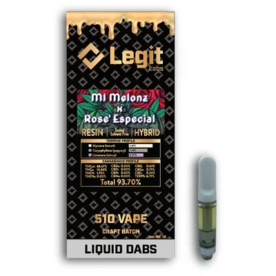 Legit Labs - MI Melonz x Rose' Especial Live Resin Cartridge 1g