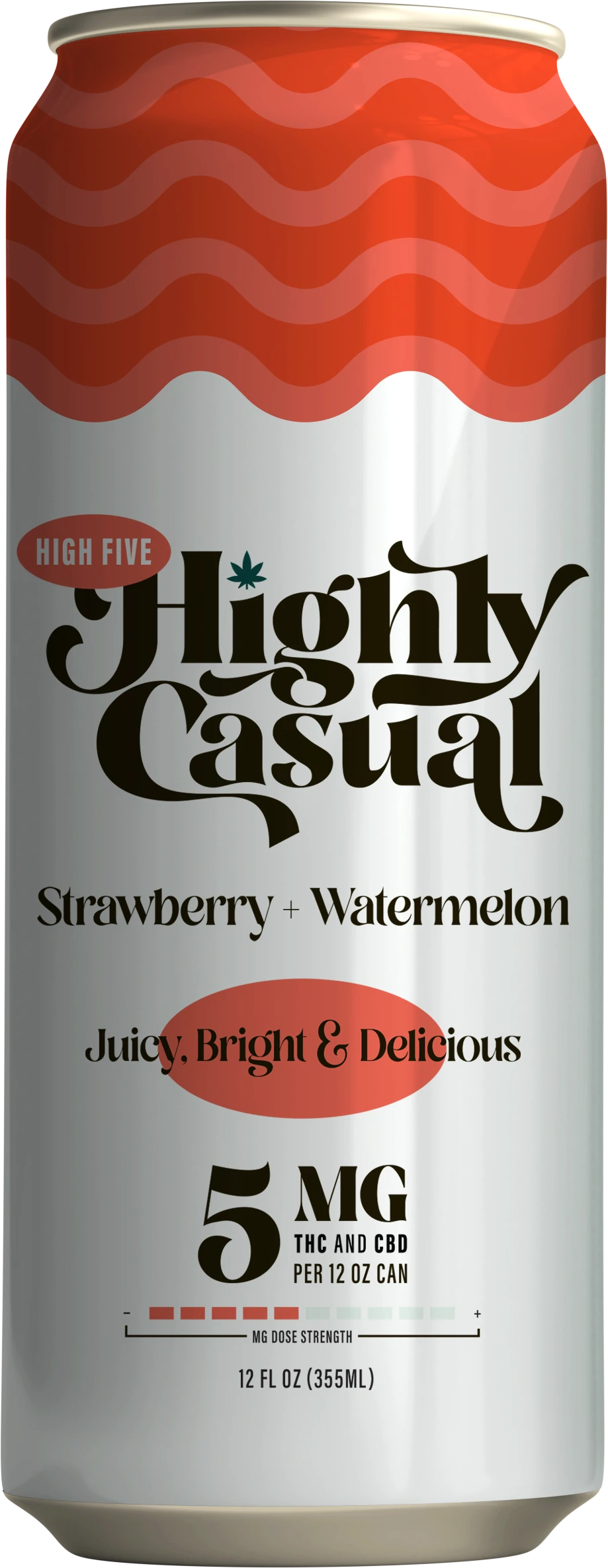 High Five - Strawberry + Watermelon 1:1 THC:CBD Seltzer 5mg