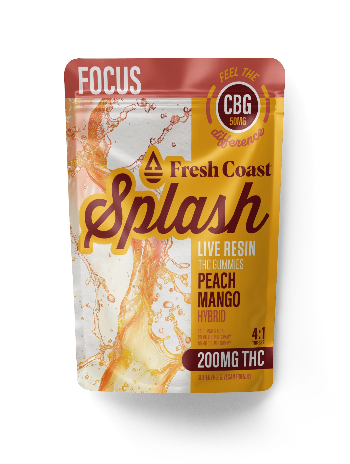 Splash - Peach Mango 4:1 THC:CBG Live Resin Gummies 200mg