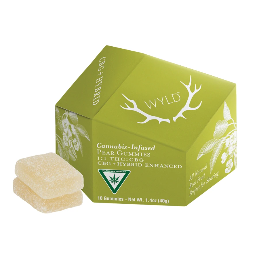 WYLD - Pear Hybrid 1:1 THC:CBG Gummies 200mg