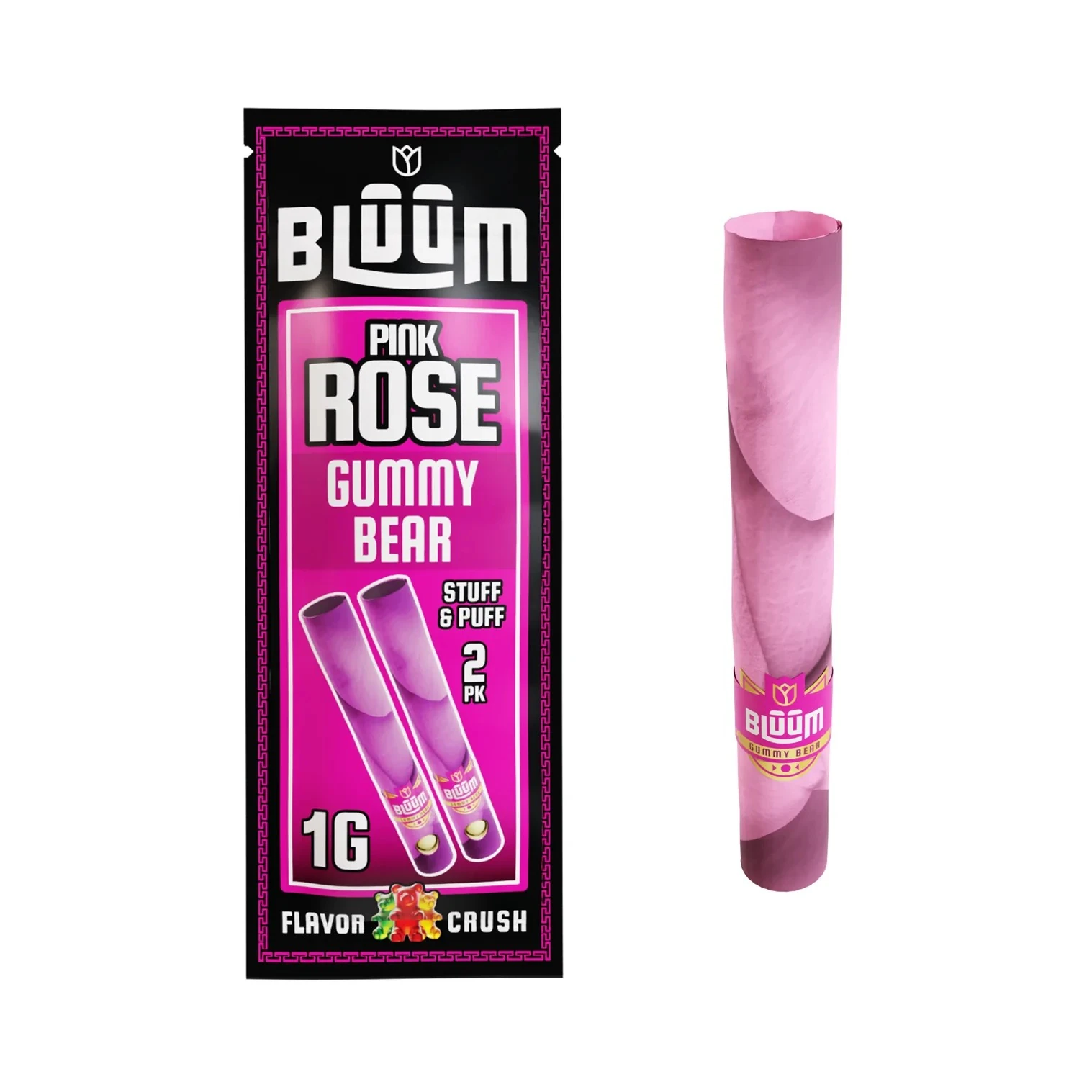 Bluum - Pink Rose Gummy Bear Flower Rolls 2pk