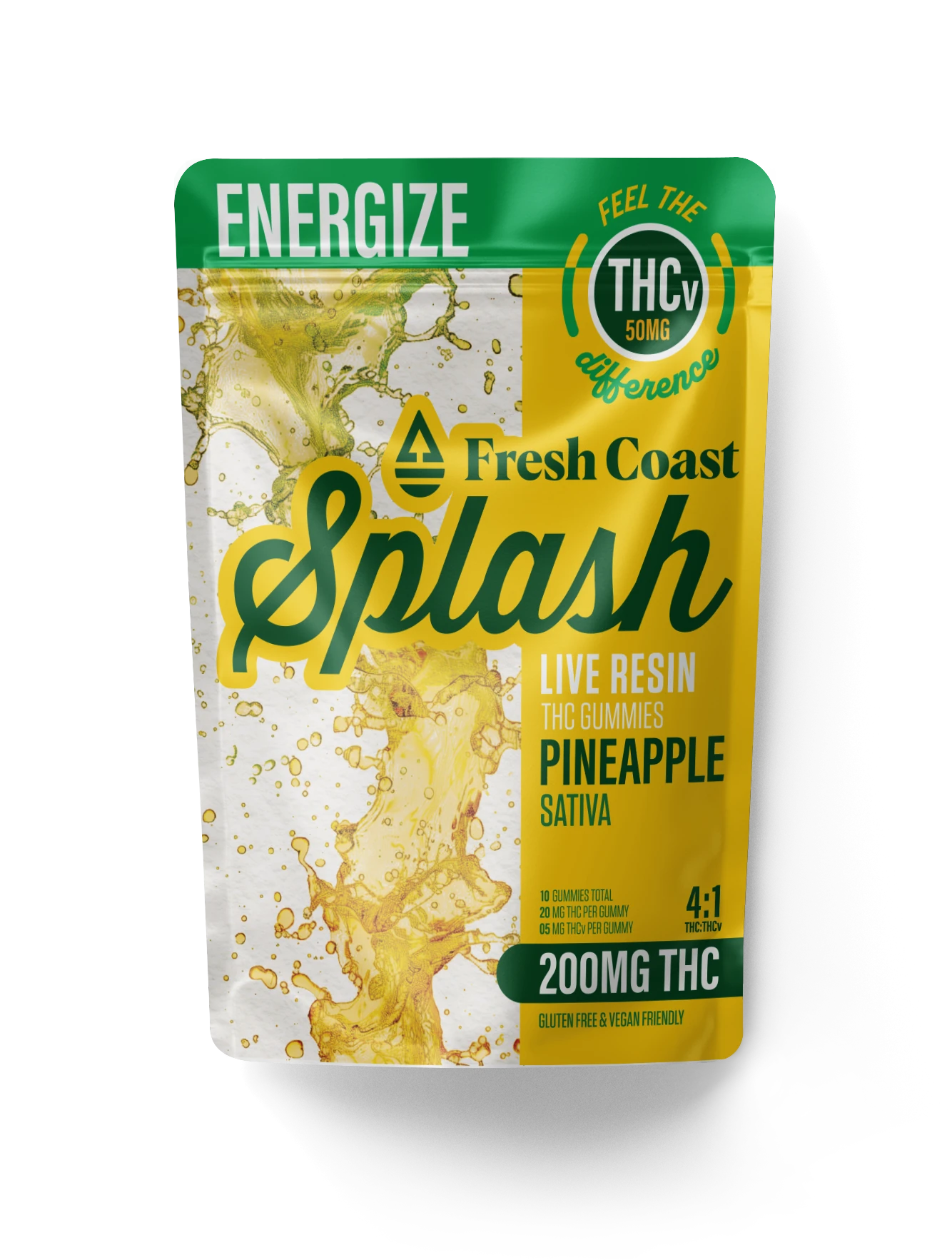 Splash - Pineapple 4:1 THC:THCv Live Resin Gummies 200mg