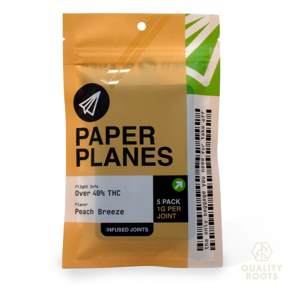 Paper Planes - Peach Breeze Infused Pre-Rolls 5pk 5g