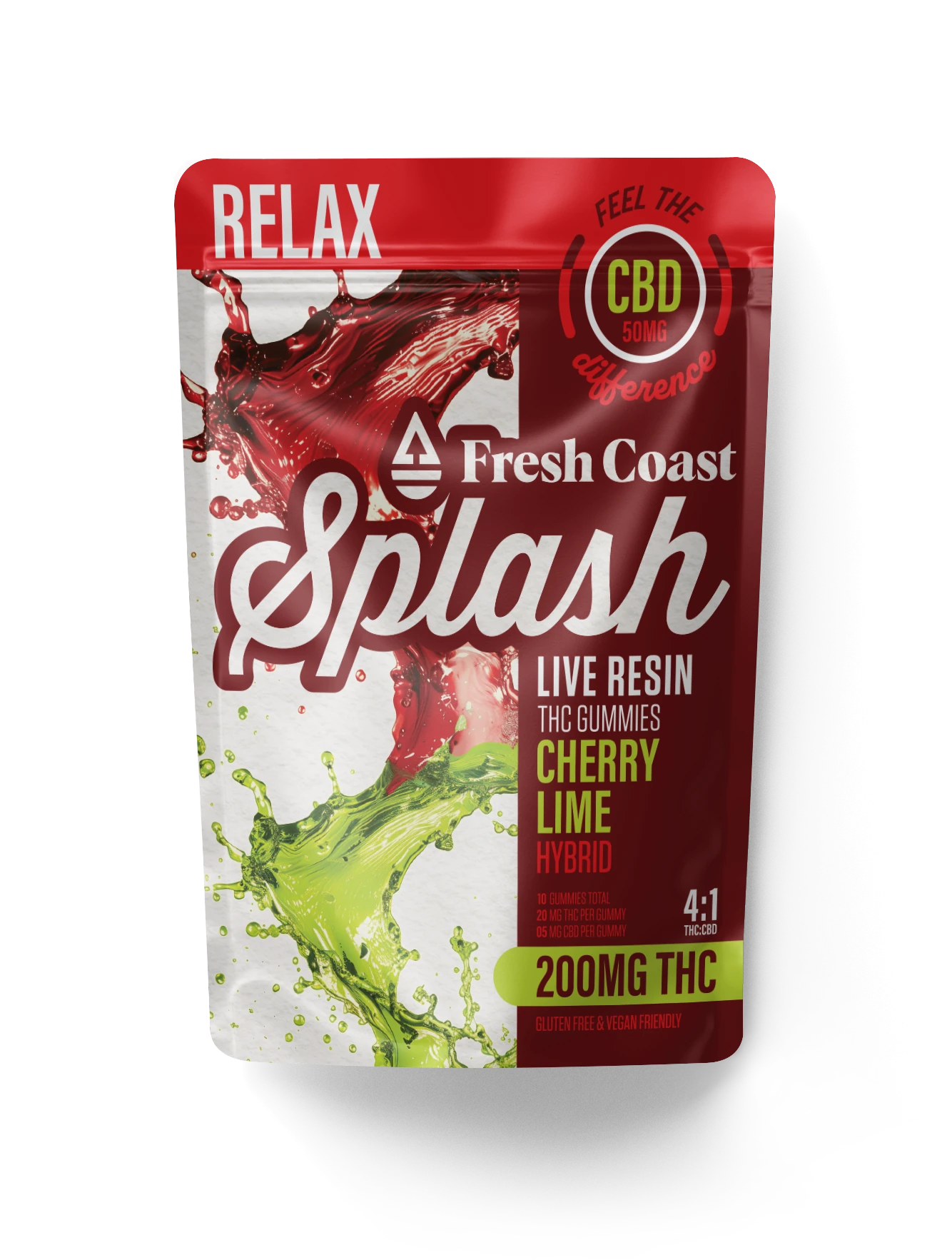 Splash - Cherry Lime 4:1 THC:CBD Live Resin Gummies 200mg