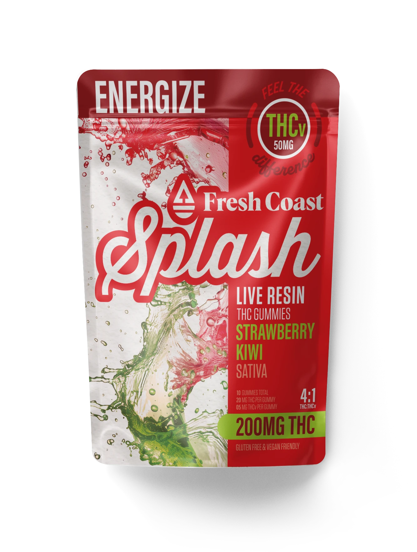 Splash - Strawberry Kiwi 4:1 THC:THCv Live Resin Gummies 200mg