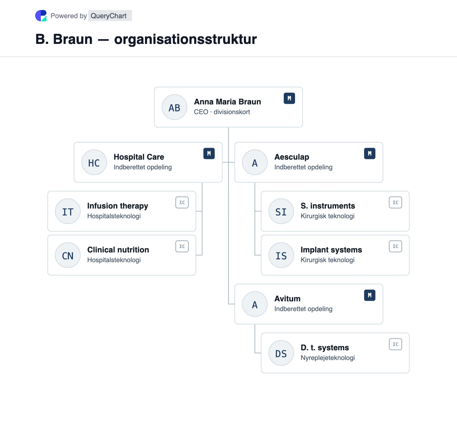 B. Braun — organisationsstruktur og organisationsdiagram. Udforsk B. Brauns Hospital Care-, Aesculap- og Avitum-divisioner og deres forskellige roller i leveringen af pleje.