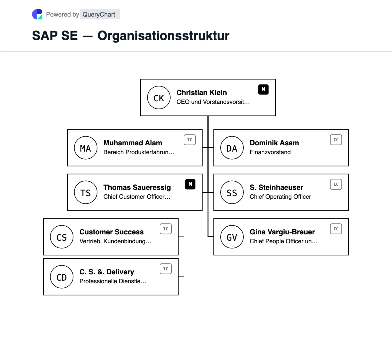 SAP SE — Organisationsstruktur und Organigramm. Eine bearbeitbare Karte der aktuellen Vorstandsbereiche von SAP, einschließlich der Customer Value Group 2026, mit separat erläuterten Software-Umsatzkategorien.