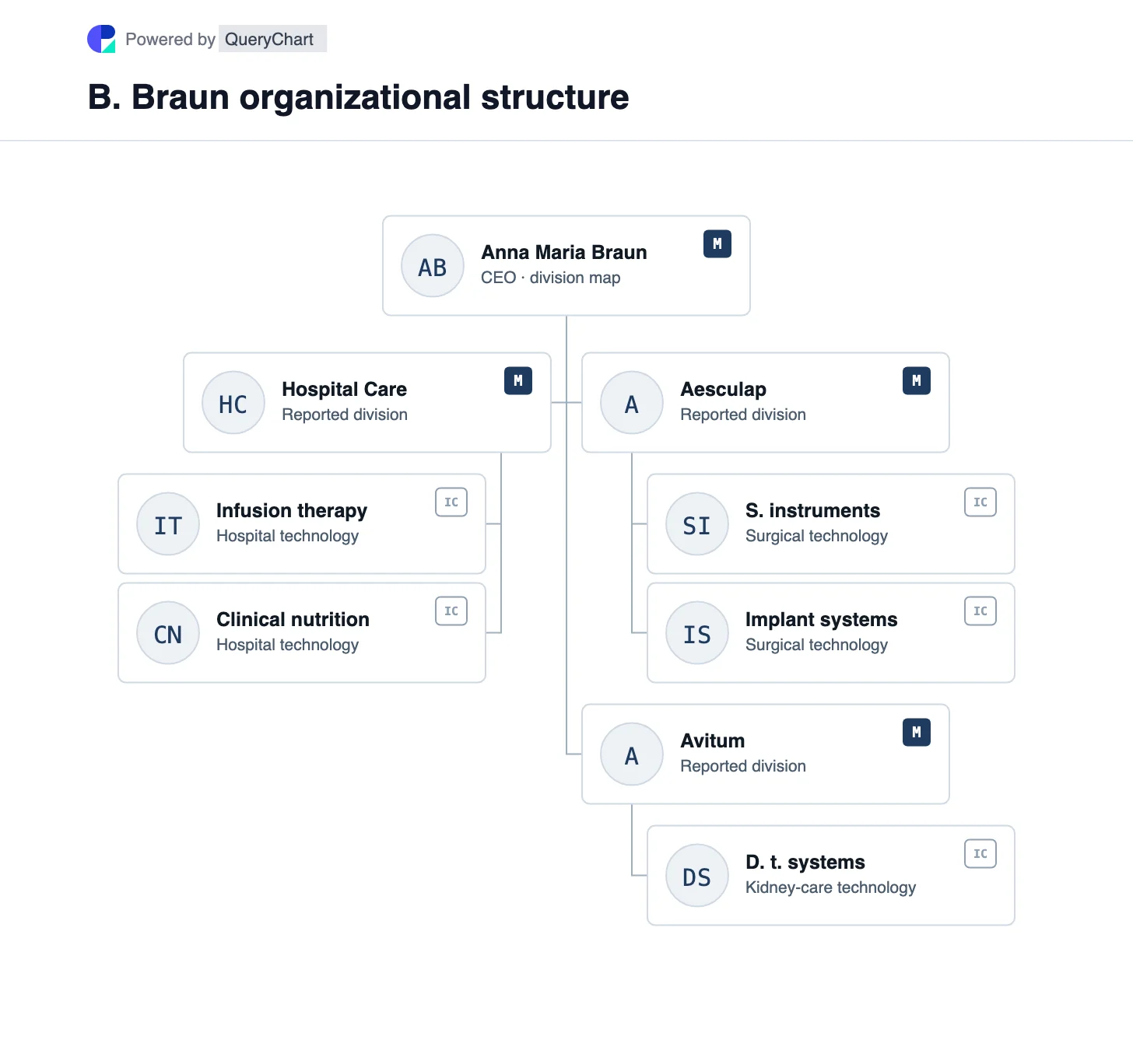 B. Braun Organizational Structure & Org Chart. Explore B. Braun’s Hospital Care, Aesculap and Avitum divisions and their different roles in care delivery.