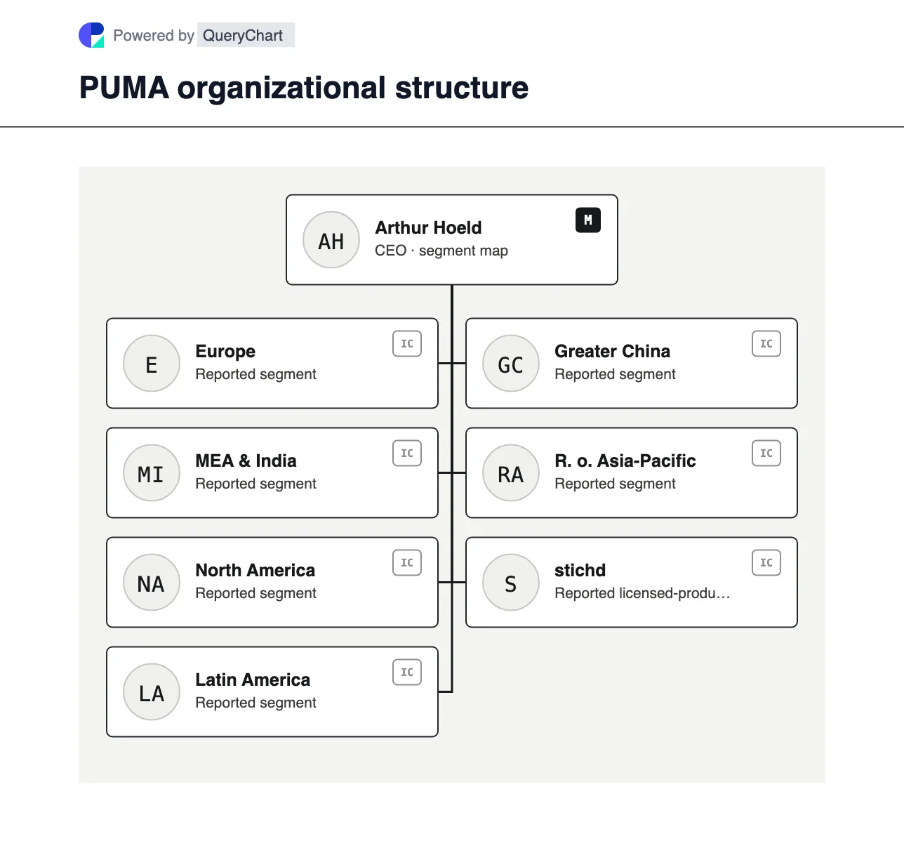 PUMA Organizational Structure & Org Chart. Explore PUMA’s seven 2025 business segments, including Europe, MEA & India, the Americas, Asian markets and stichd.