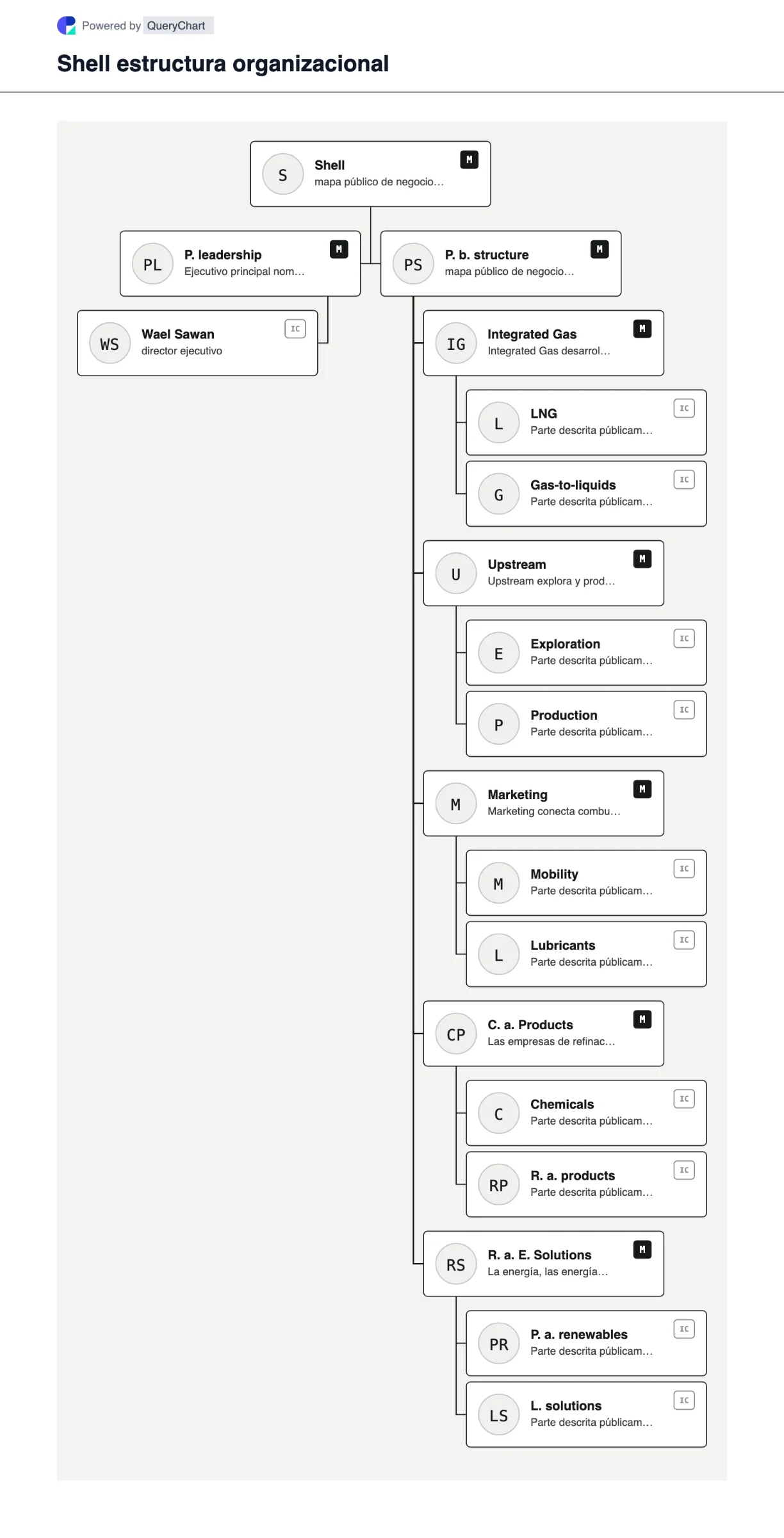 Shell Estructura organizativa y organigrama. Explore la estructura comercial pública, el liderazgo y las principales áreas operativas de Shell en un organigrama editable, fechado y con fuentes.