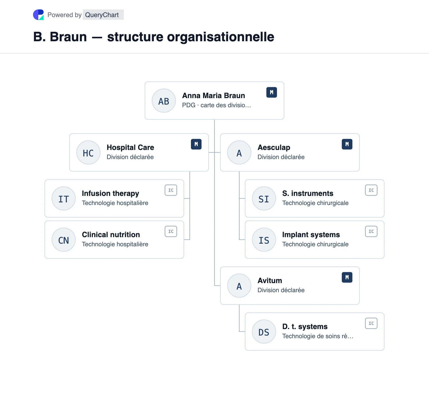B. Braun — structure organisationnelle et organigramme. Découvrez les divisions Hospital Care, Aesculap et Avitum de B. Braun et leurs différents rôles dans la prestation des soins.