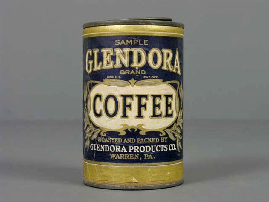 Metal can for Glendora coffee from first half of 20th century.