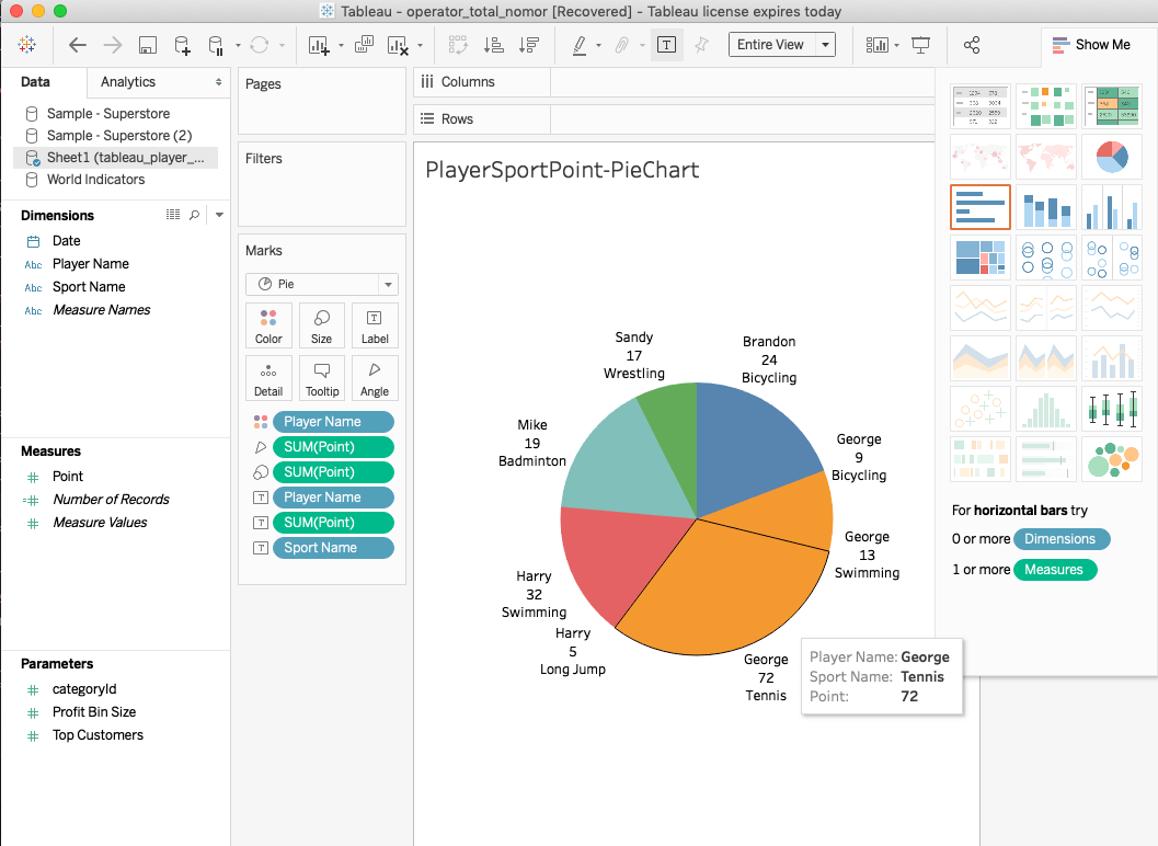 tableau data visualization pie chart