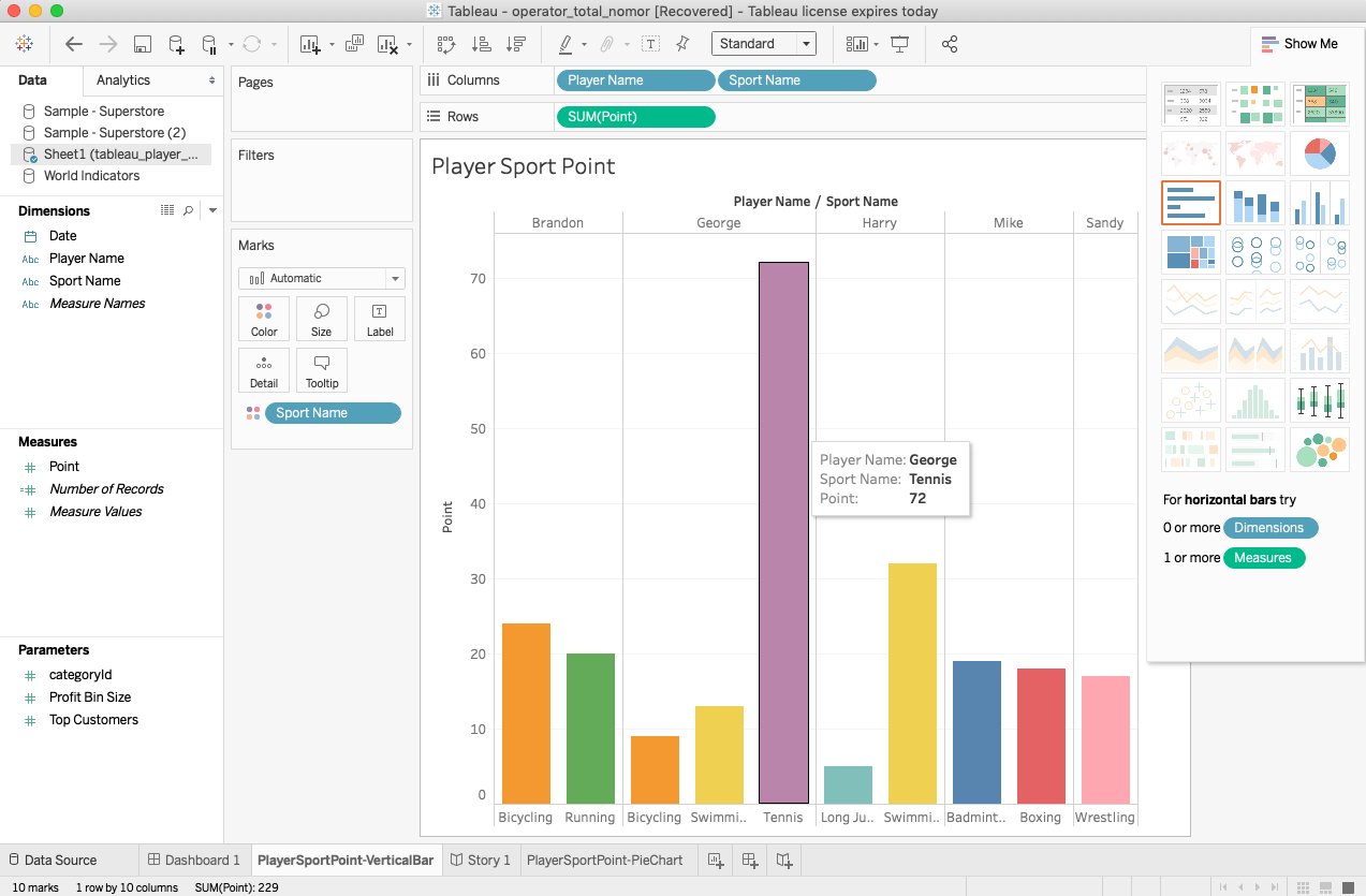 tableau data visualization vertical bar