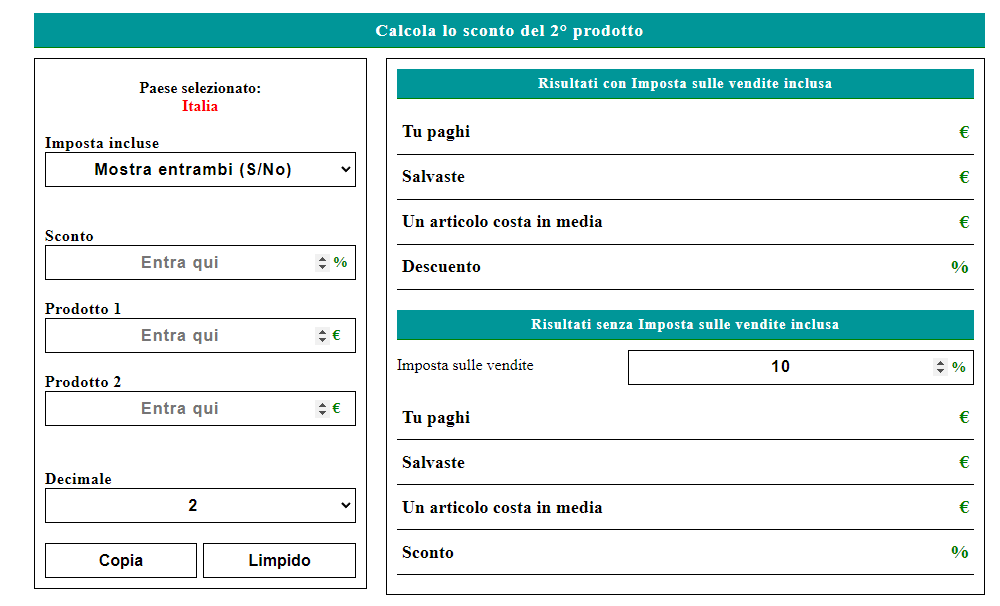 Calcolo Sconto Percentuale