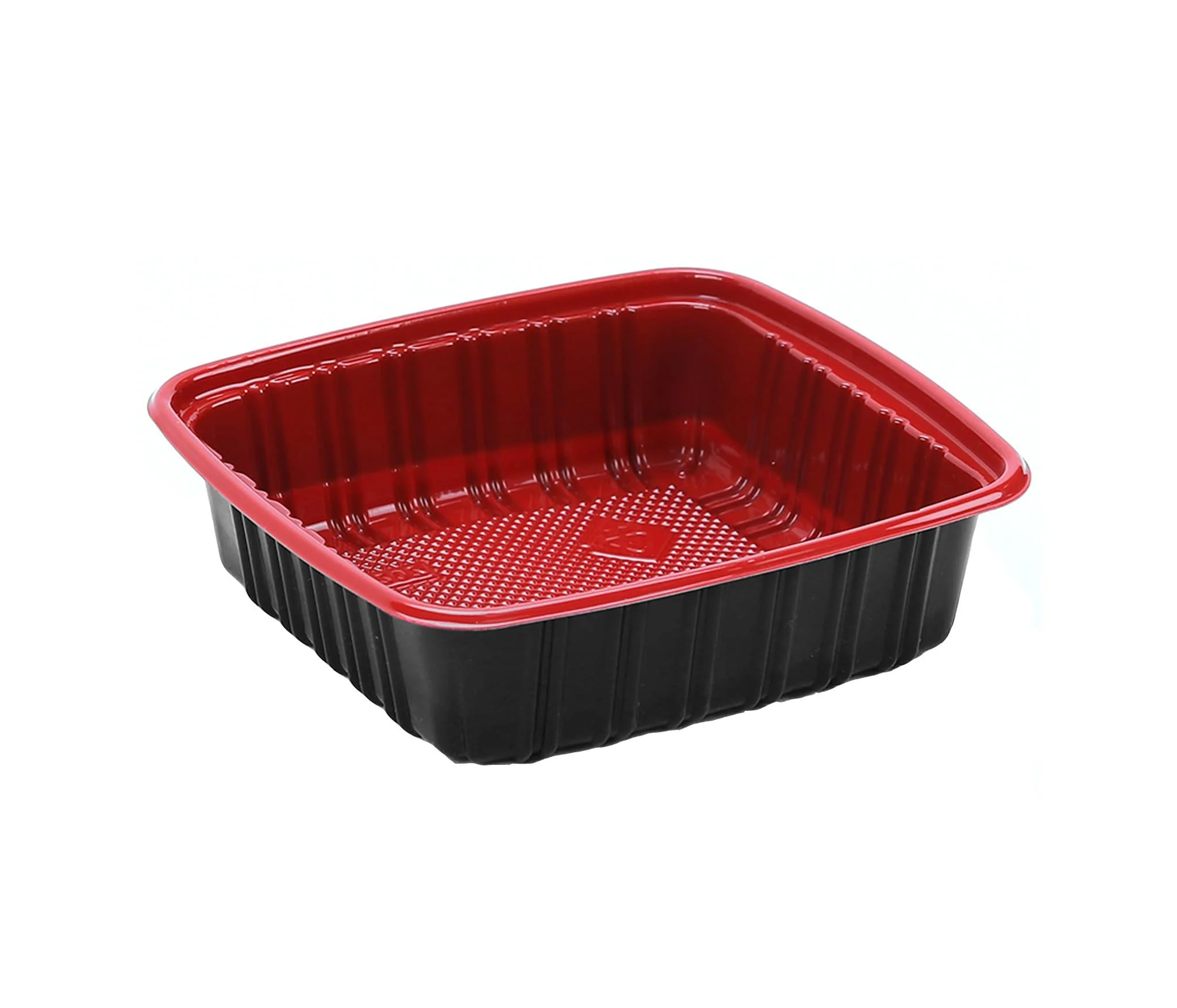 Red & Black Base Square Container with Lids - 650 ml