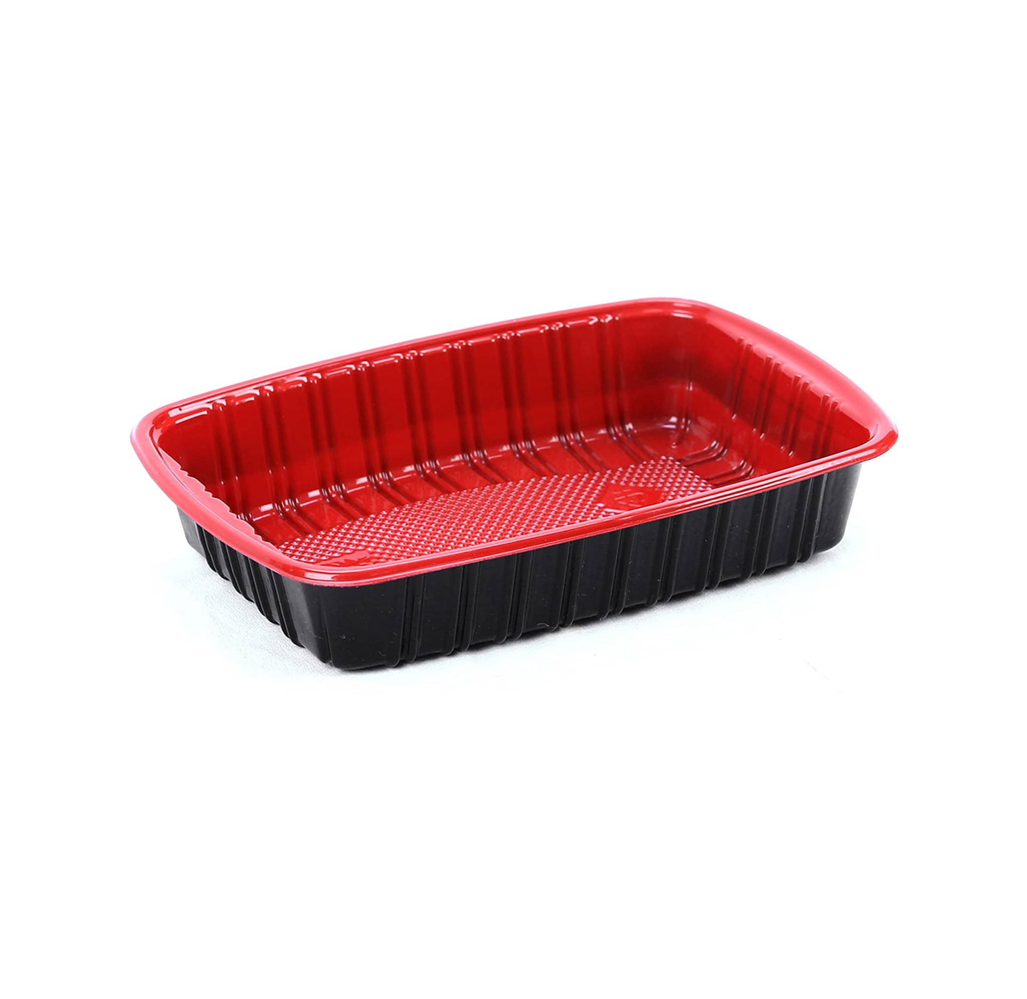Red & Black Base Rectangular Container with Lids - 750 ml