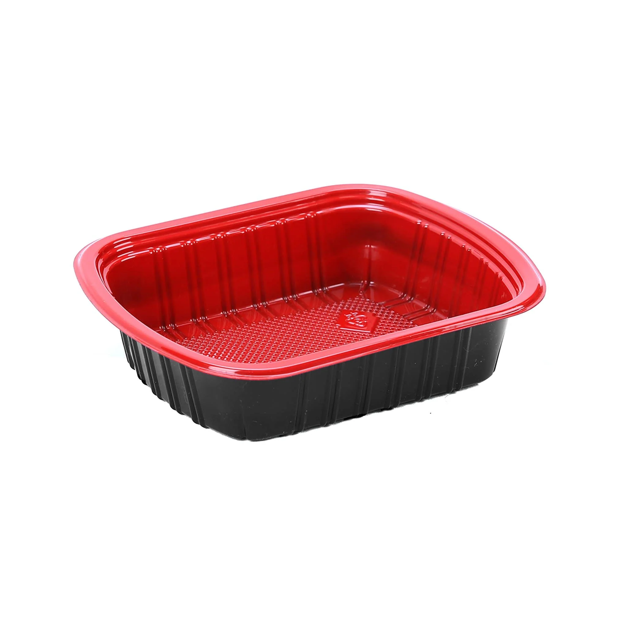 Red & Black Base Rectangular Container with Lids - 800 ml