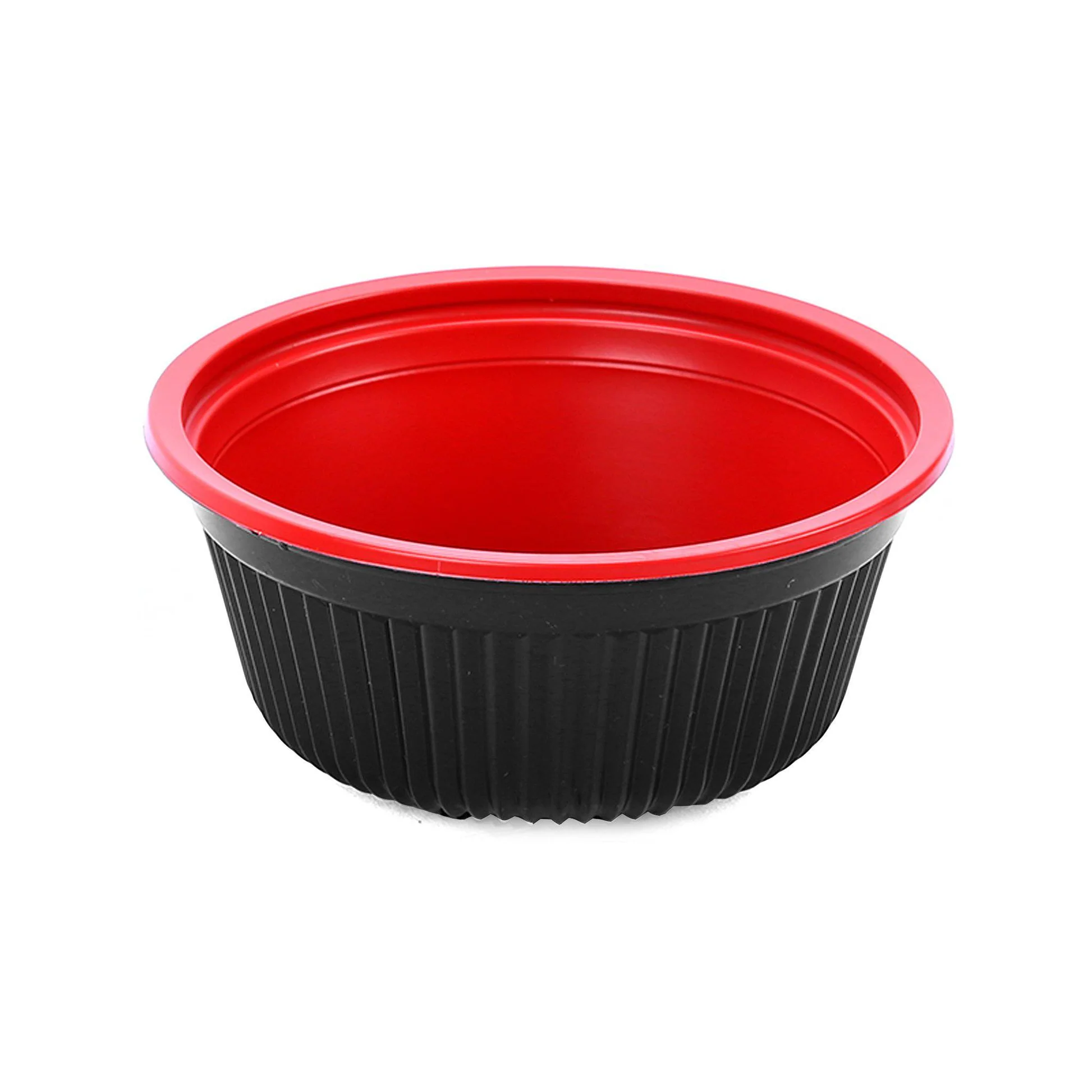Red & Black Base Round Container with Lids - 700 ml