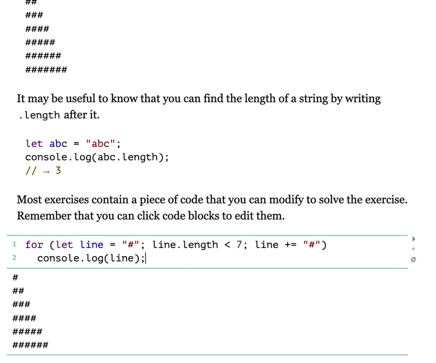 Eloquent JavaScript's triangle exercise printing 6 rows with no feedback