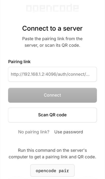 opencode mobile login