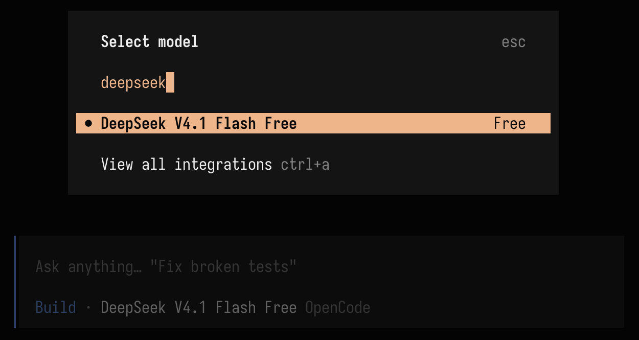 select DeepSeek V4.1 Flash Free