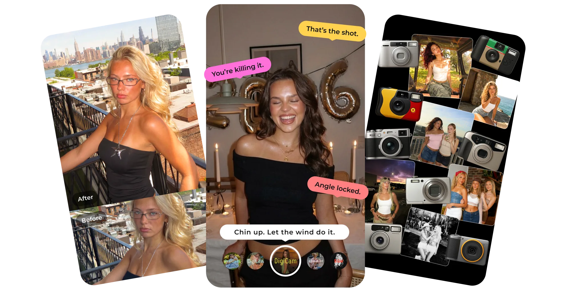 WayShot before/after, camera styles, and on-shot guidance